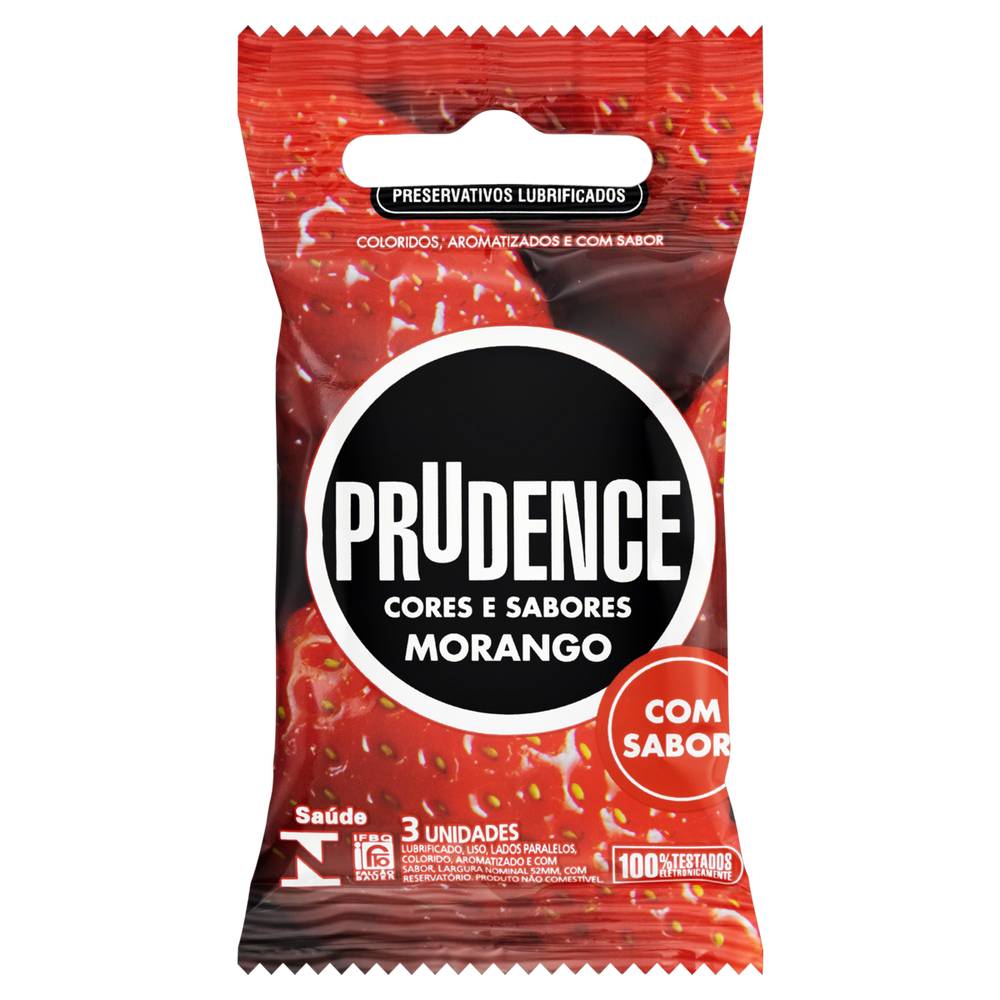 Prudence preservativo cores e sabores morango (3 un)