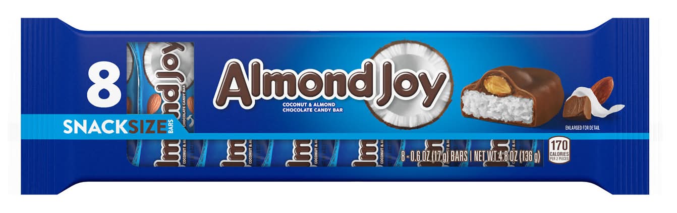 Almond Joy Chocolate Candy Bar, Coconut & Almond (8 x 0.6 oz)