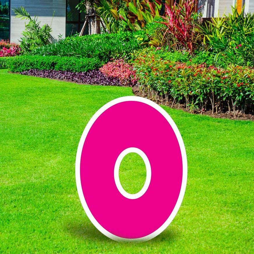 Pink Letter (O) Corrugated Plastic Yard Sign, 24in