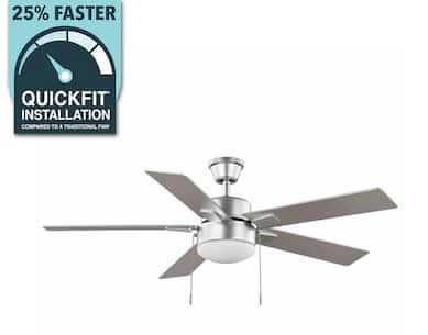 HAMPTON BAY 52 In. Corwin Indoor/Outdoor Silver Led Ceiling Fan With Light Kit