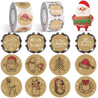 Fun Little Toys 500*2 PCS Merry Christmas Stickers Labels Roll 1.5 Inch