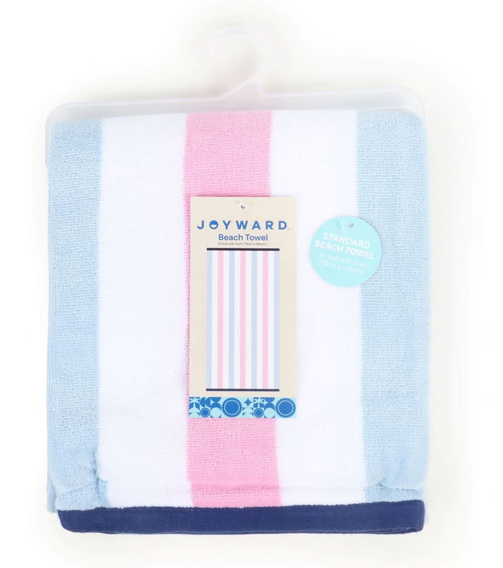 Sun & Sky Striped Standard Beach Towel, 31x61 in, Blue