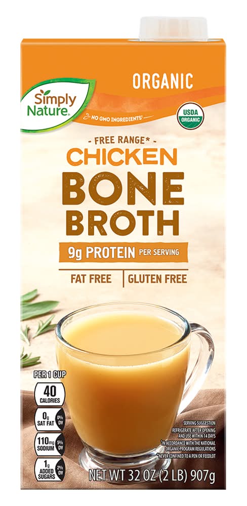 Simply Nature Organic Gluten Free Bone Broth, Chicken (32 oz)