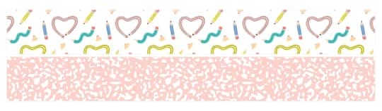 Class Rules! 2.25" X 18" Pastel Pink Print & Pencils Borders, 12Ct. By B2C