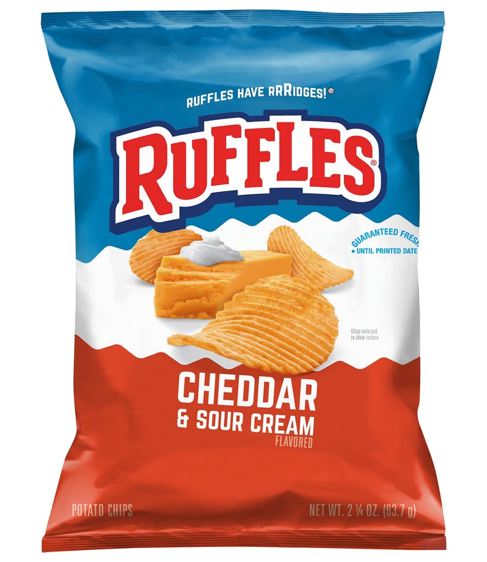 Ruffles Potato Chips, Cheddar & Sour Cream Flavored