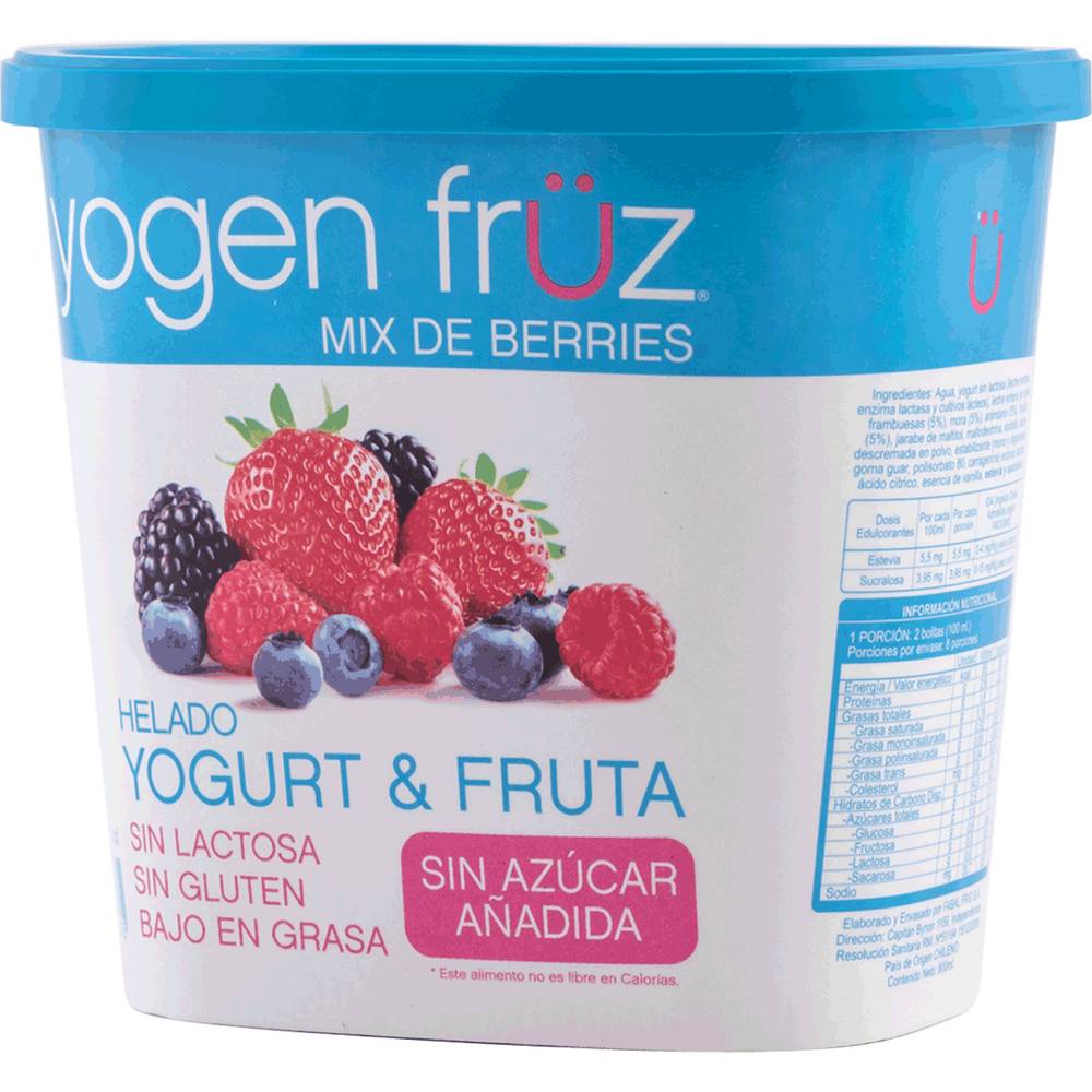 Yogen früz helado mix de berries sin azúcar (pote 800 ml)