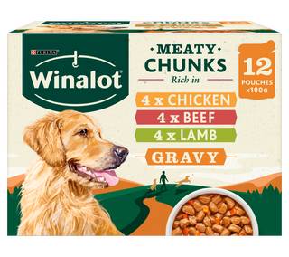 WINALOT Adult Dog Food Pouch Mixed in Gravy 12x100g