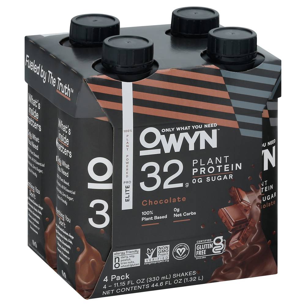 OWYN Pro Elite Plant Protein Chocolate Shakes (4 x 11.15 fl oz)