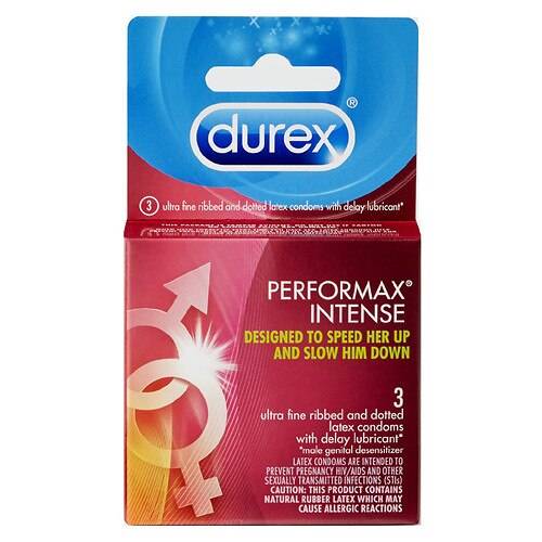Durex Performax Intense Lubricated Ribbed Dotted Premium Condoms - 3.0 ea