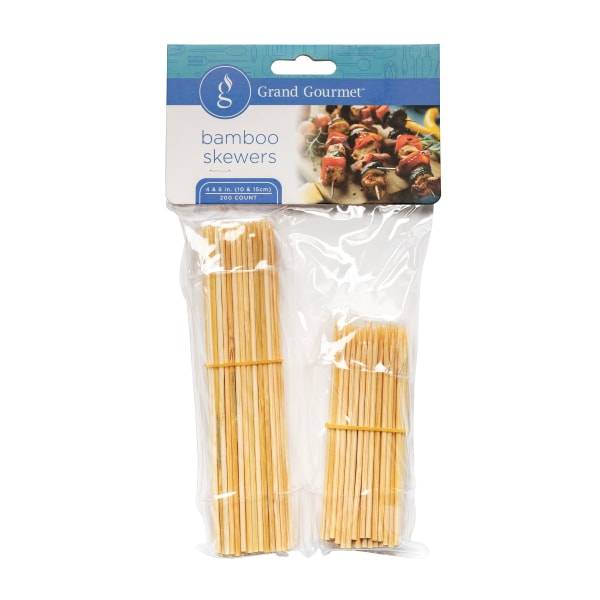 Grand Gourmet 4 and 6 Inch Bamboo Skewers 200 Count