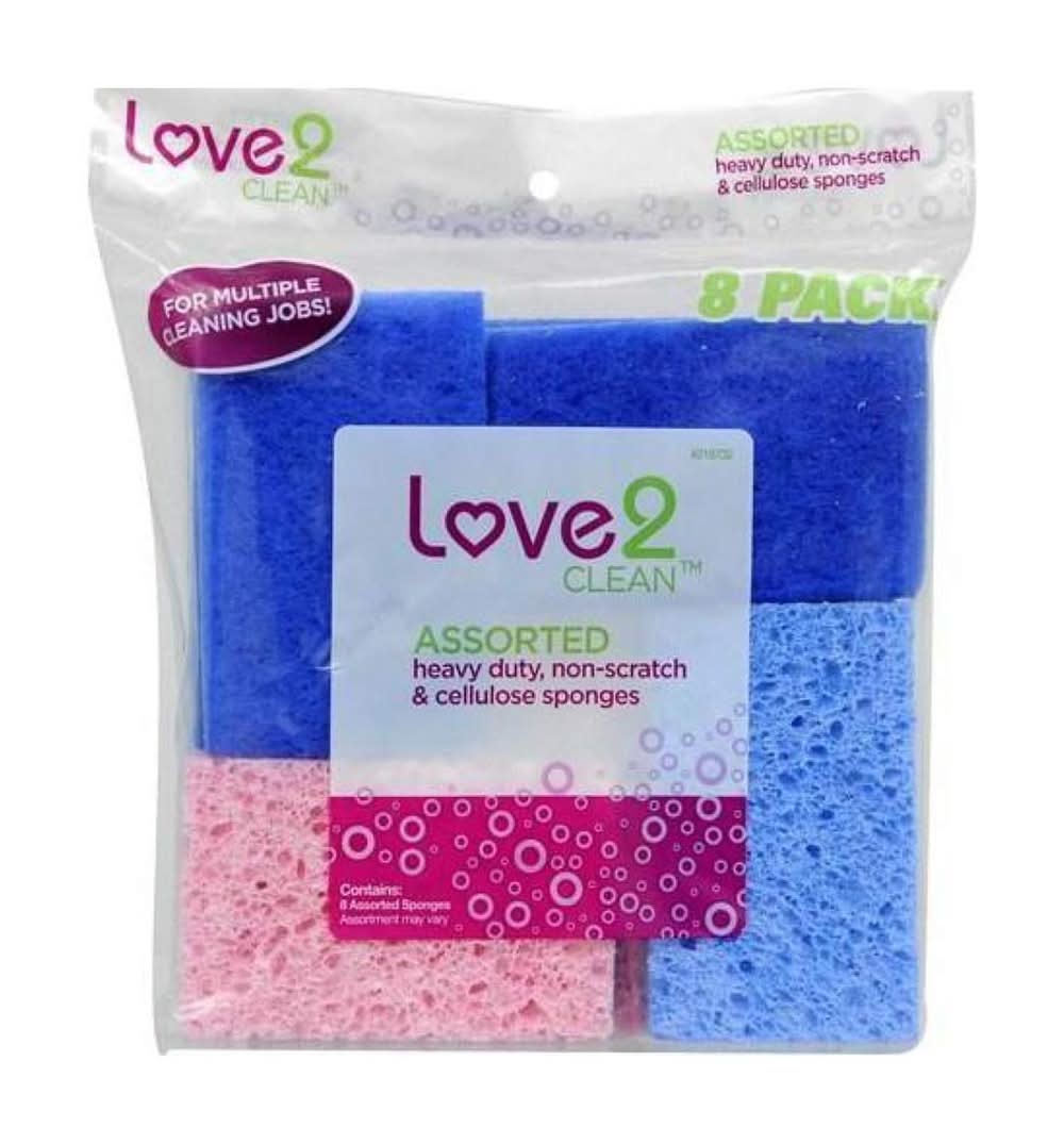 Love2 Clean Assorted Sponges 8 Pk