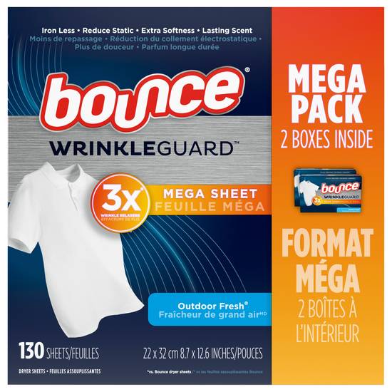 Bounce Wrinkleguard Dryer Outdoor Fresh Scent Wrinkle Release Fabric Softener Sheets (2 ct)