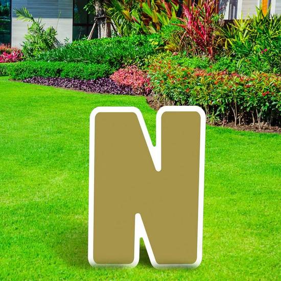 Gold Letter (N) Corrugated Plastic Yard Sign, 24in