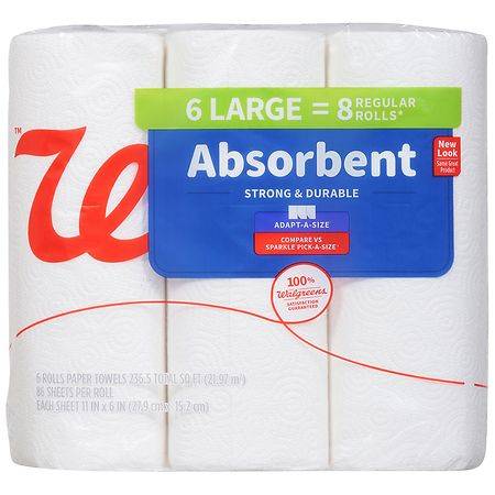 Walgreens Absorbent Paper Towels 236.5 Sq ft (6 ct)