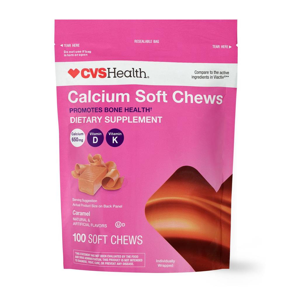 Cvs Health Calcium Soft Chews, Caramel, 100 Ct