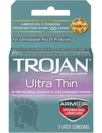 Trojan Sensitivity Ultra Thin Condoms with Spermicidal Lubricant 1 box
