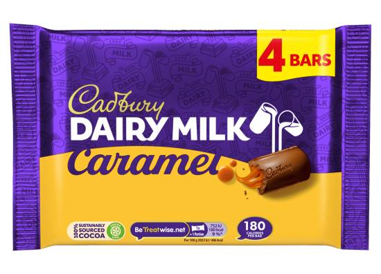 Cadbury Dairy Milk Caramel Chocolate Bar (4 pack)