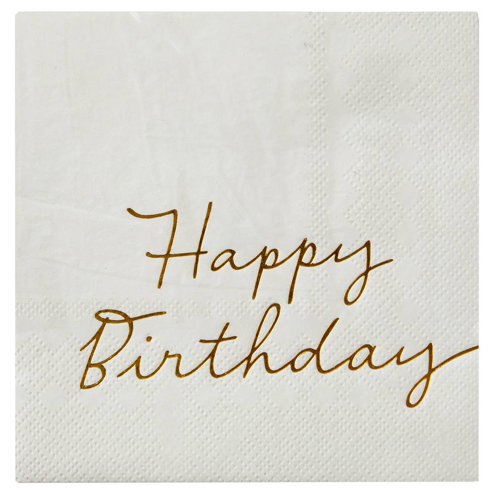 Hallmark 3-ply Ivory Happy Birthday Cocktail Napkins