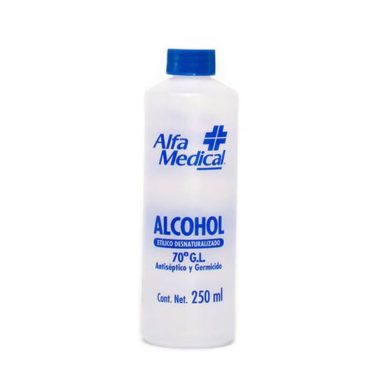 Alfa medical alcohol etílico desnaturalizado 70º (botella 250 ml)
