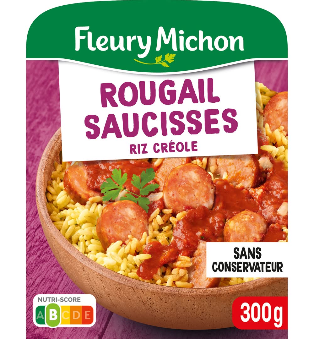 Fleury Michon - Plat cuisiné rougail saucisse et riz créole (300g)