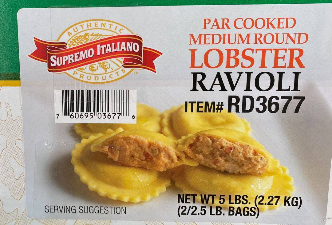 Supremo Italiano - Lobster Ravioli, Par Cooked, Medium Round - 2/2.5 lbs (Case of 1)