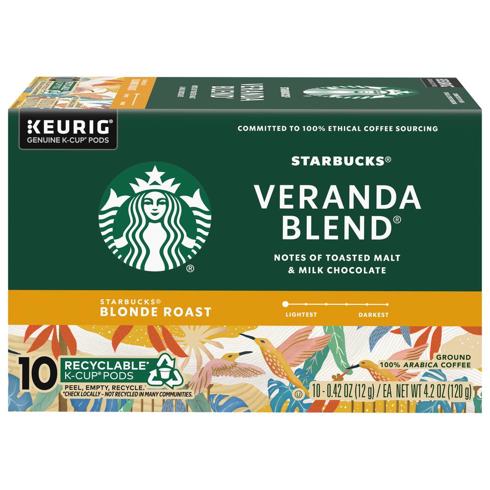 Starbucks Blonde Roast Ground Veranda Blend Coffee K-Cup Pods (10 ct, 0.42 oz)