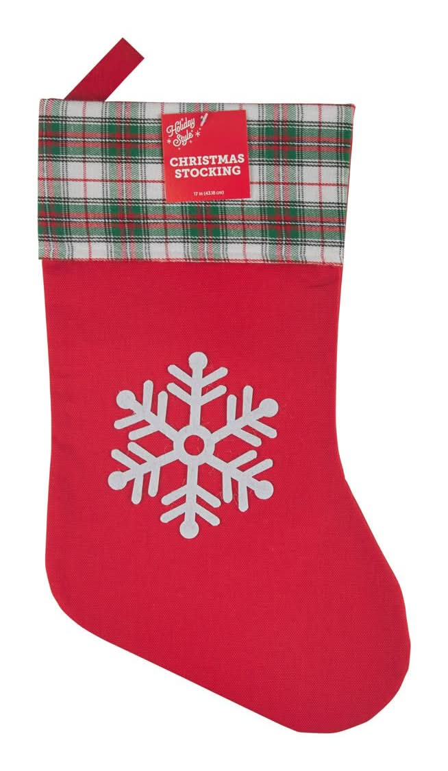 Holiday Style Plaid Christmas Stocking, 17 in, Assorted