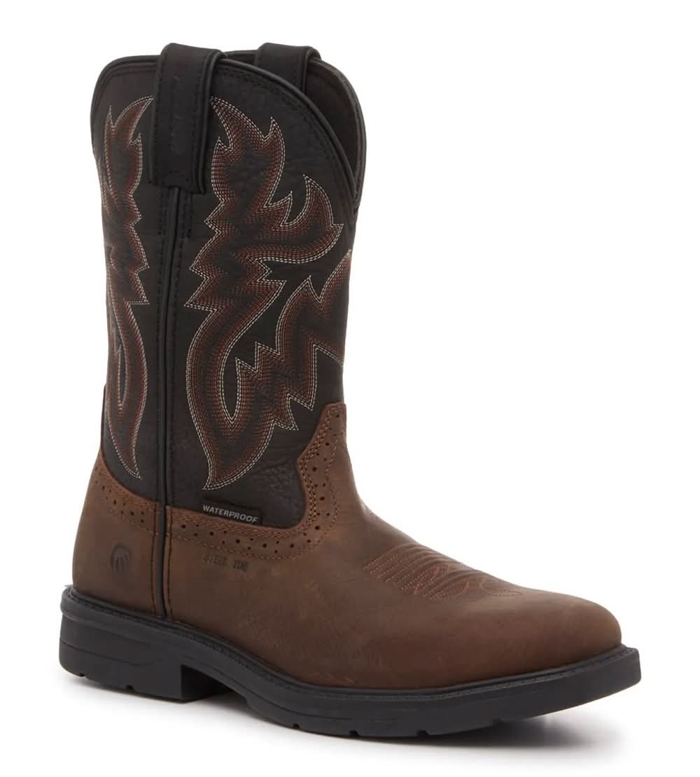Wolverine Rancher Level Waterproof Steel Toe Work Boot - Men's (Black/Brown Medium - 10.5)