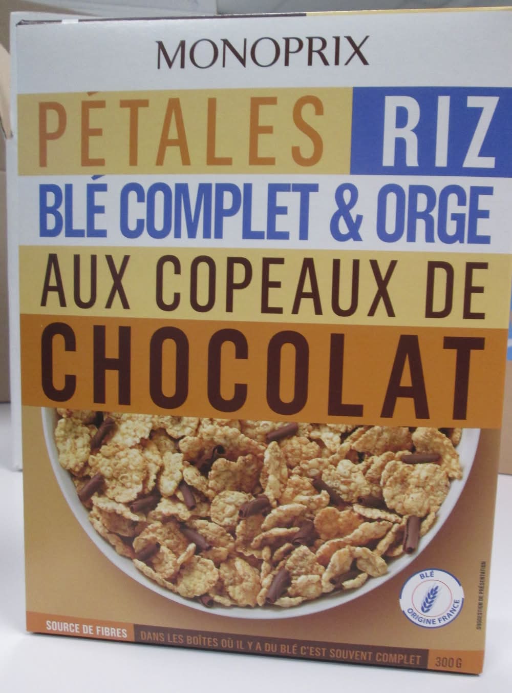 Monoprix - Pétales de riz blé complet, copeaux de chocolat (300g)