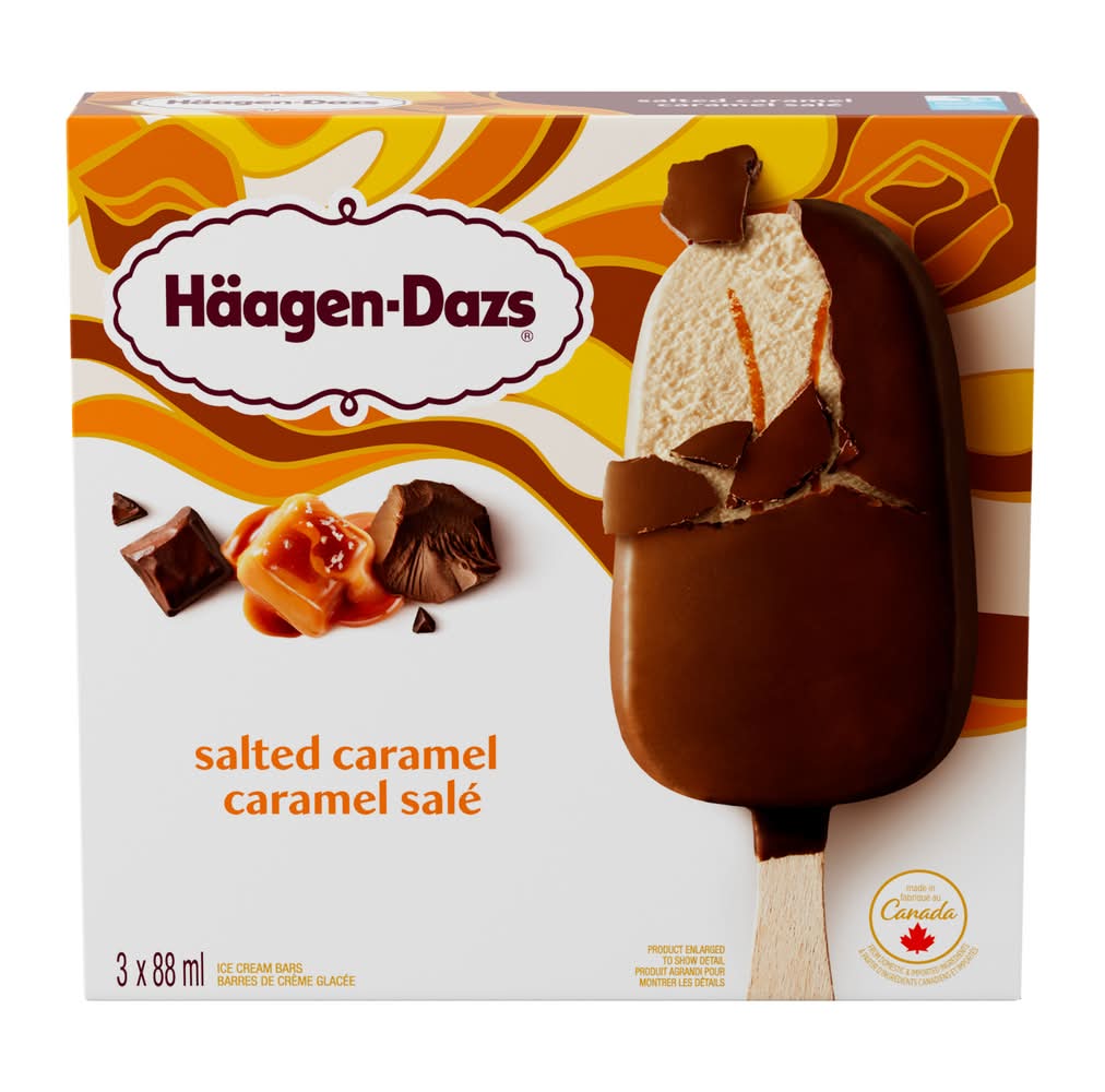 Häagen-Dazs Ice Cream Bars, Salted Caramel (3 x 88 ml)