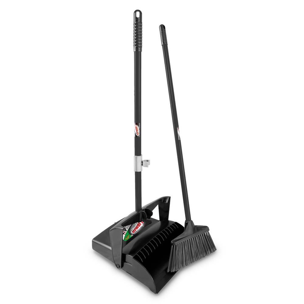 Libman 10-in Poly Fiber Multi-surface Angle with Dustpan Upright Broom | 1446