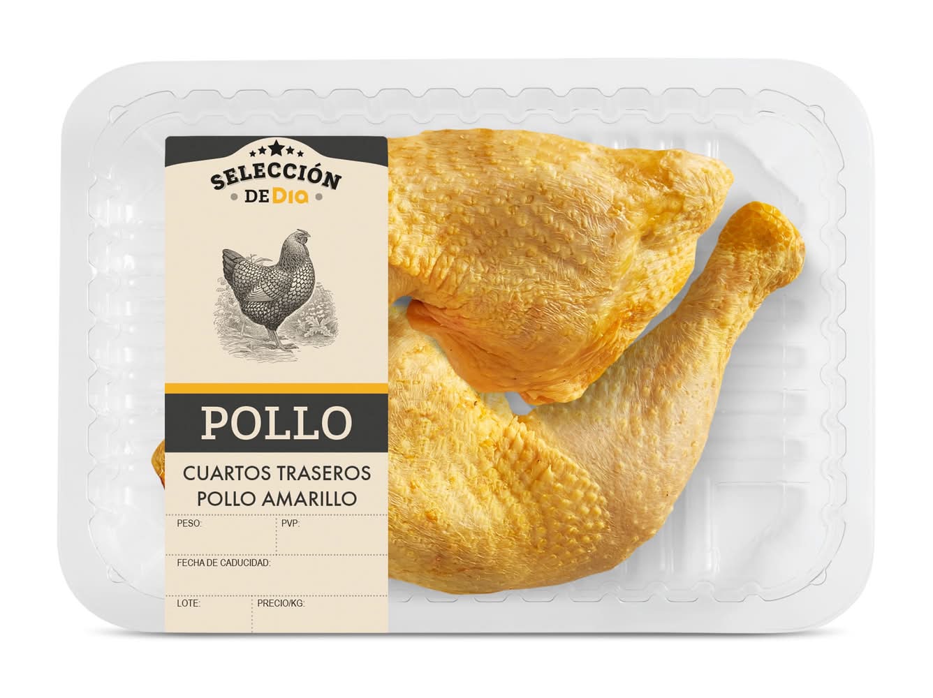 Cuartos Traseros De Pollo Amarillo Selección De Dia Bandeja 700 G Aprox.