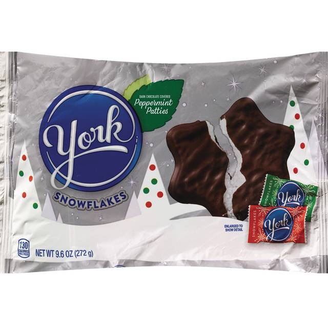 York Dark Chocolate Peppermint Patties Snowflakes Candy, Christmas Bag, 7.8 oz