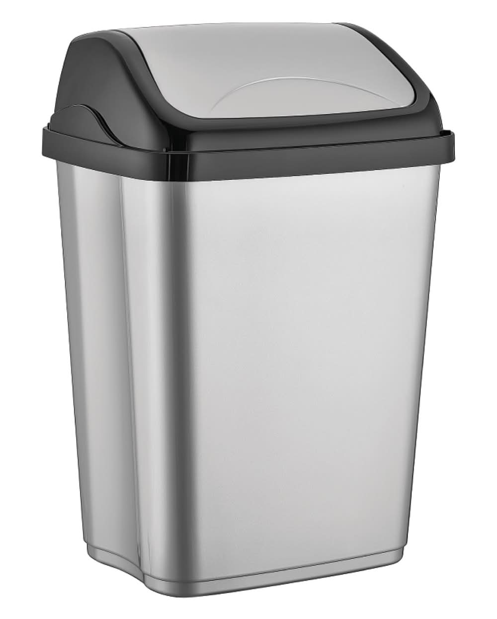 Basurero tapa vaivén plateado 5 lt