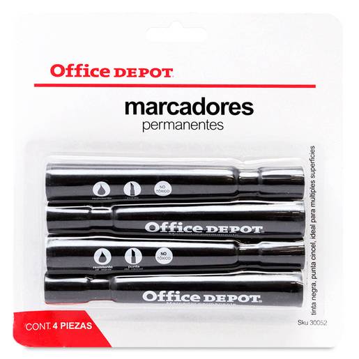 Office depot marcadores permanentes negro (blister 4 piezas)