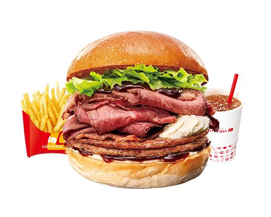 【セット】ダブルパティ倍盛り ローストビーフバーガー Double Patty Double Roast Beef Burger Set