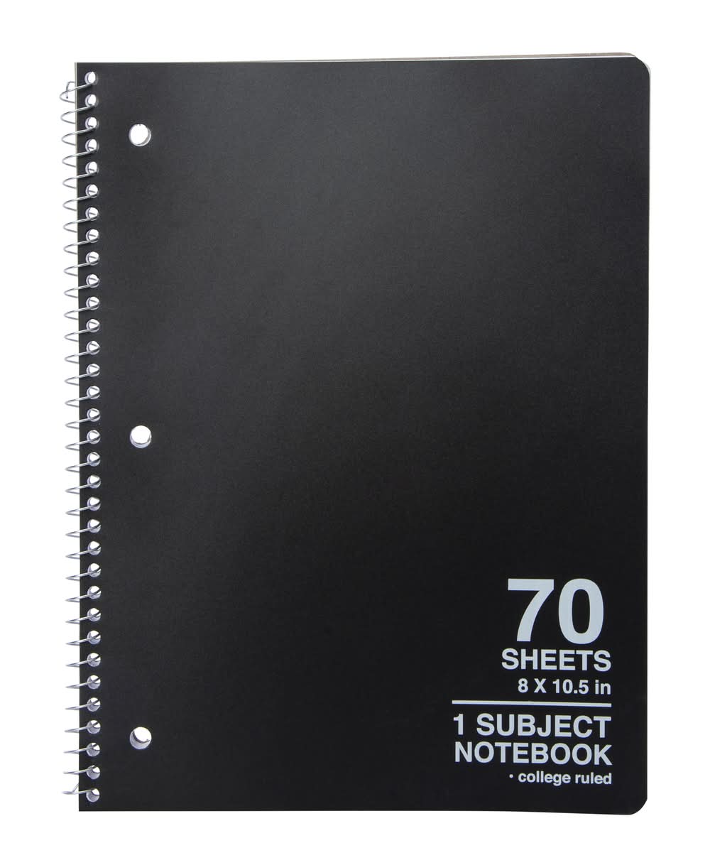 1-Subject College Ruled Spiral Notebook Black