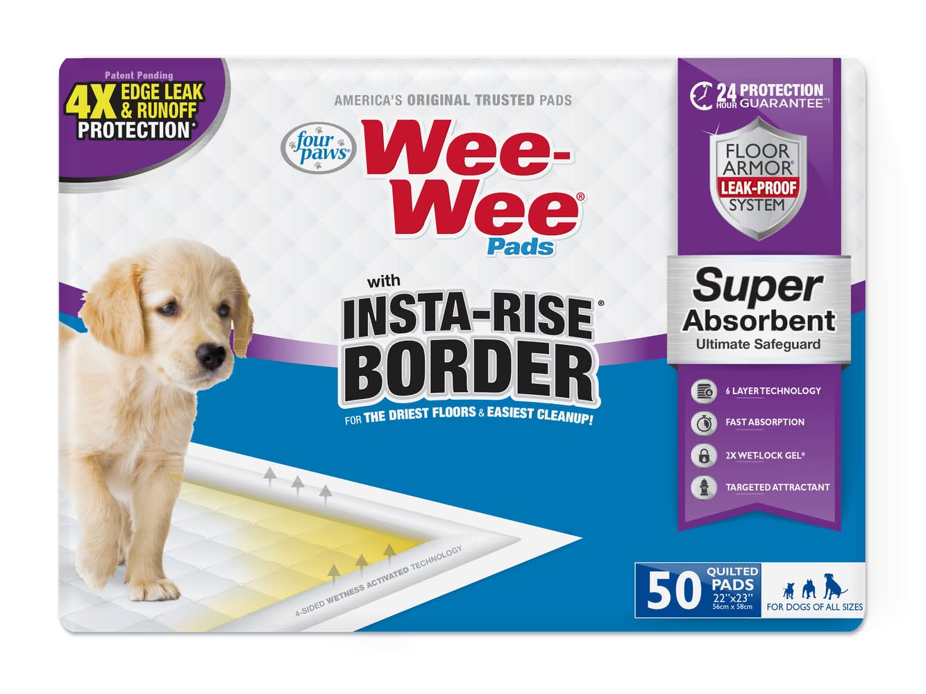 Wee-Wee Pads With Insta-Rise Border, 22" x 23" (50 ct)