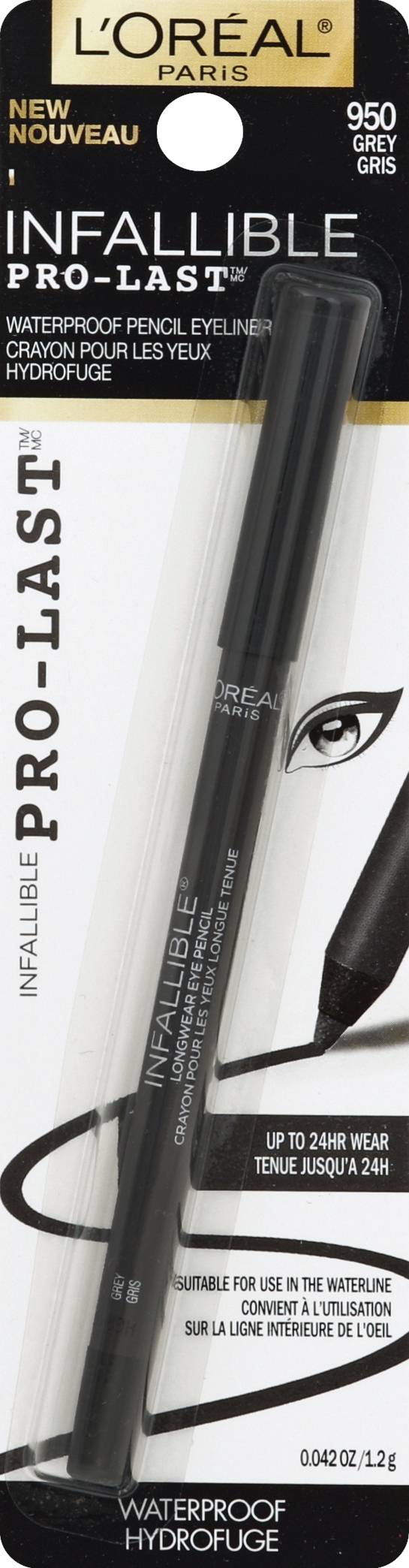 L'Oréal Infallible Pro-Last Waterproof Pencil Eyeliner 950, Grey (0.04 oz)