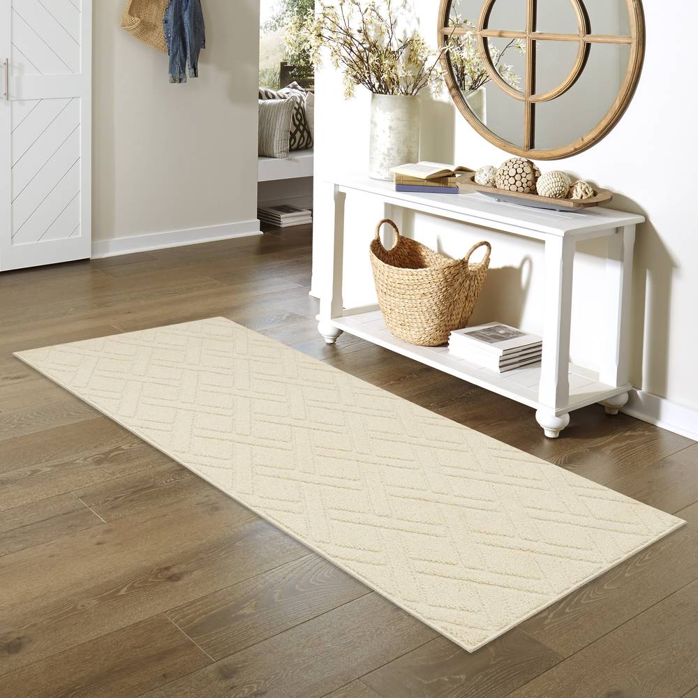 Style Selections 3 X 8 (ft) Ivory Indoor Trellis Runner Rug | B9447801