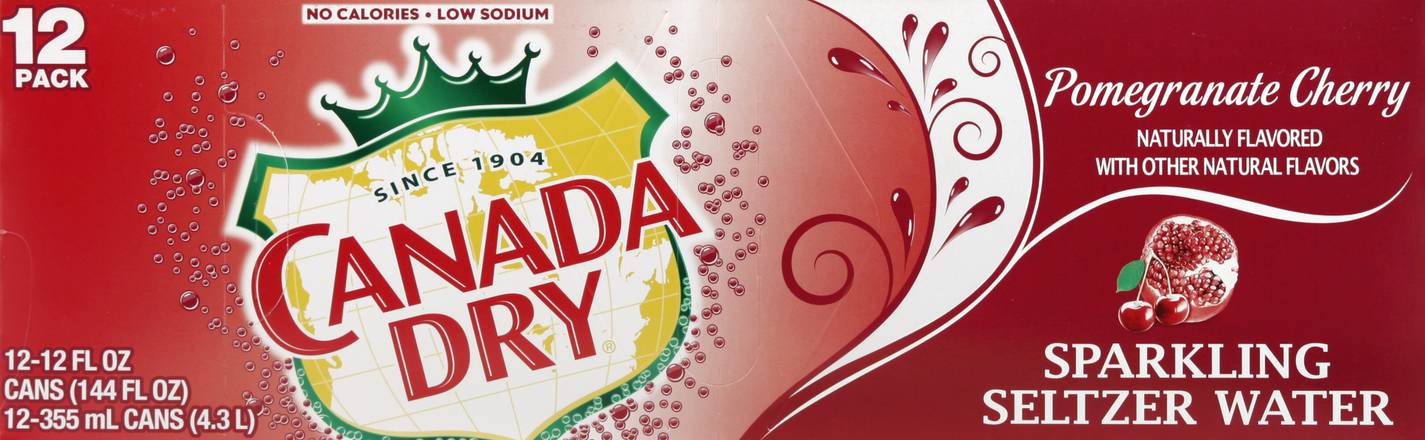 Canada Dry Pomegranate Cherry Sparkling Seltzer Water (12 pack, 12.53 oz)