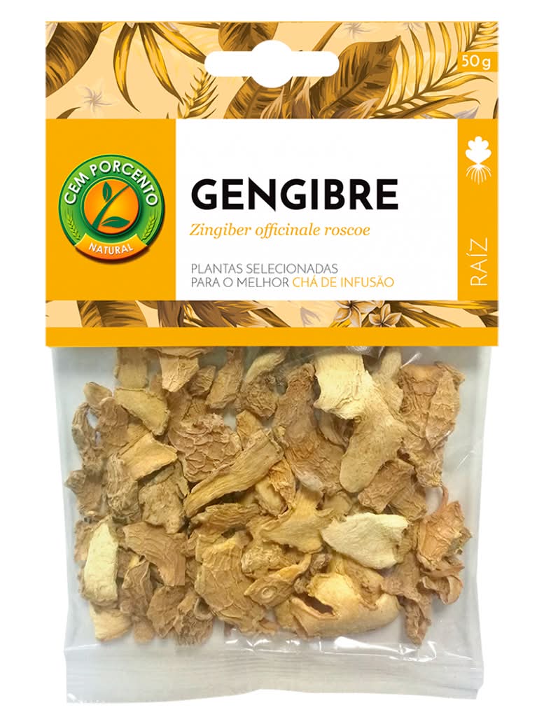 Cemporcento - Chá gengibre raiz, embalagem de 50g