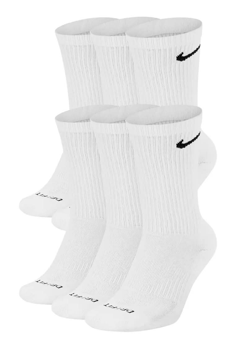 Nike Everyday Plus Cushioned Crew Socks - 6 Pack (White L)