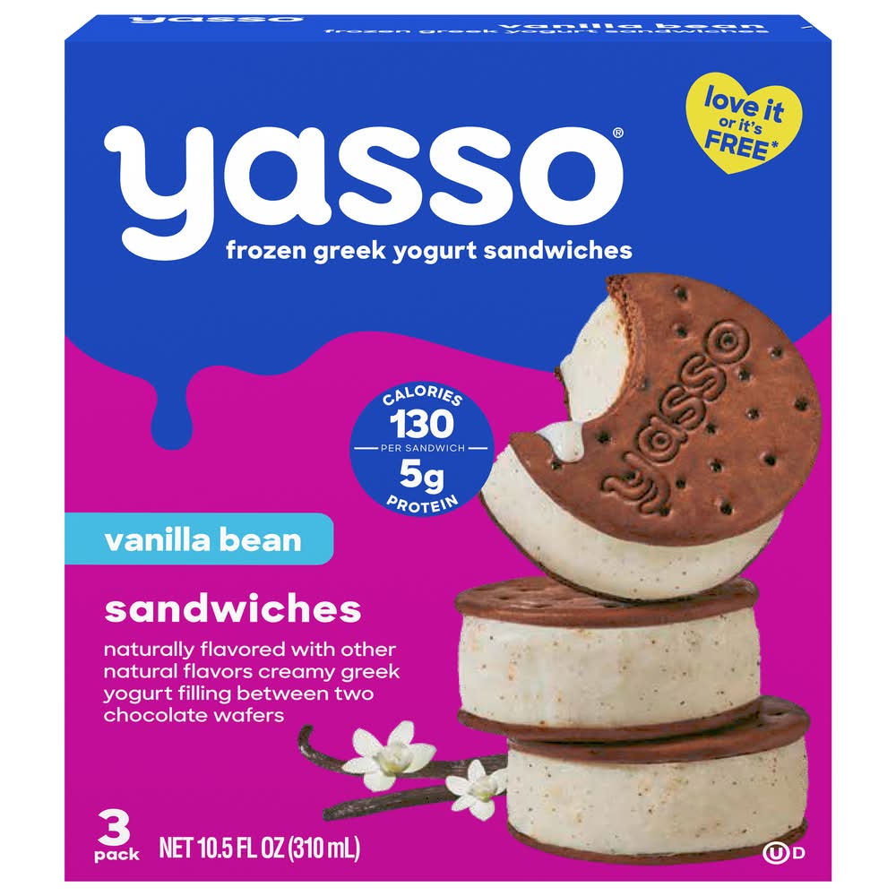 Yasso Greek Yogurt Sandwiches, Vanilla Bean (3.5 fl oz, 3 ct)