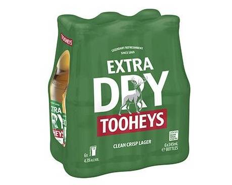 Tooheys Extra Dry Bottle 6x345mL