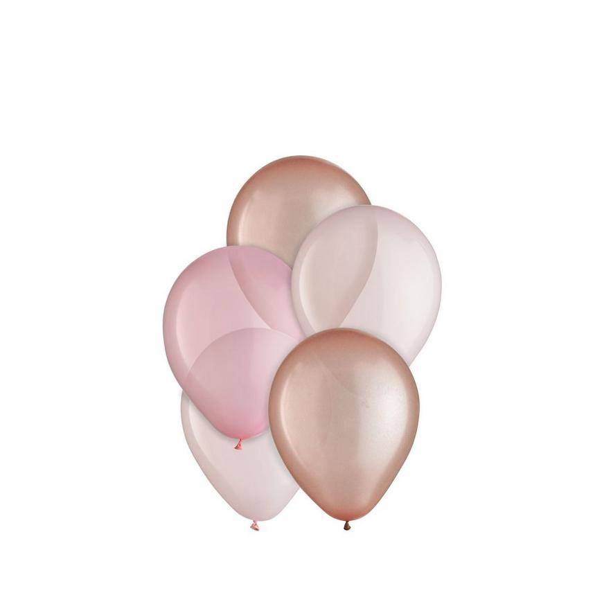 Party City Uninflated Color Mix Mini Latex Balloons, 5 In, Pink-Rose Gold (25 ct)