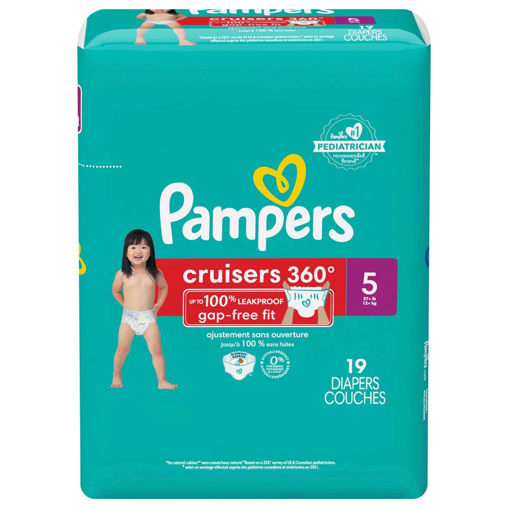 Pampers Cruisers 360 Diapers, Size 5 (19 ct)