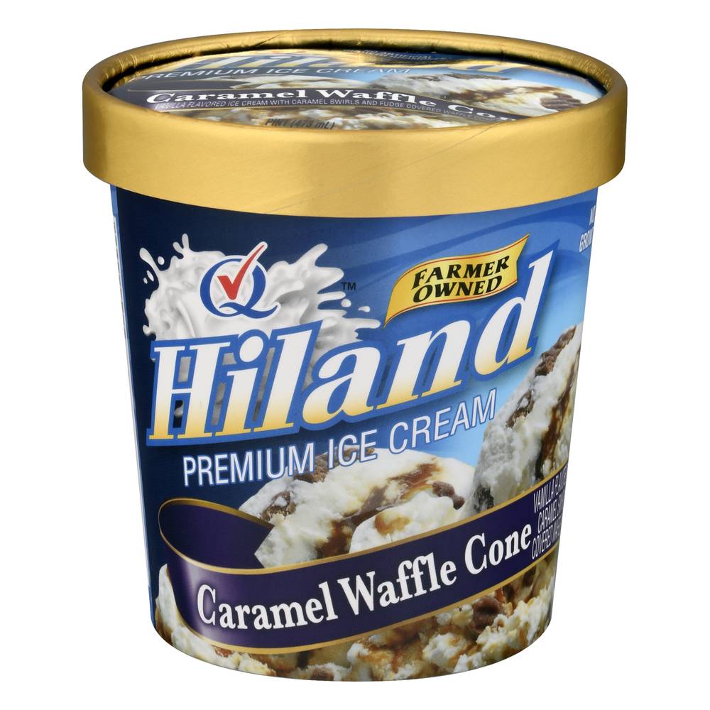 Hiland Premium Ice Cream, Caramel Waffle Cone (1 pint)