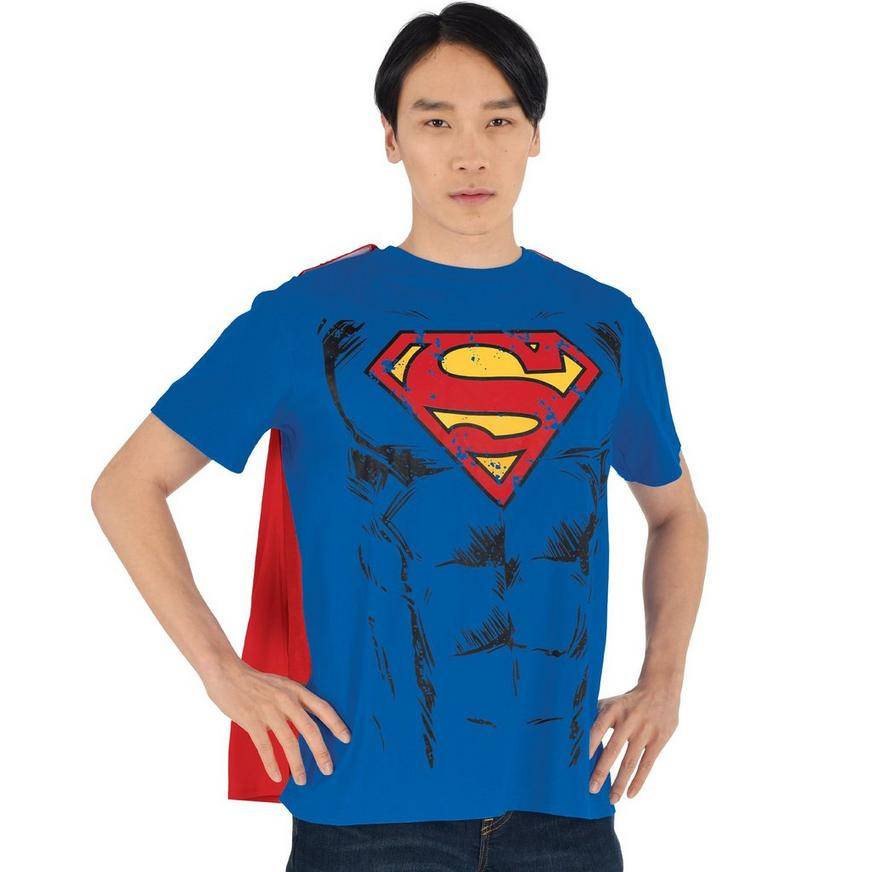 Adult Superman Costume Shirt with Cape - DC Comics - Size - S/M