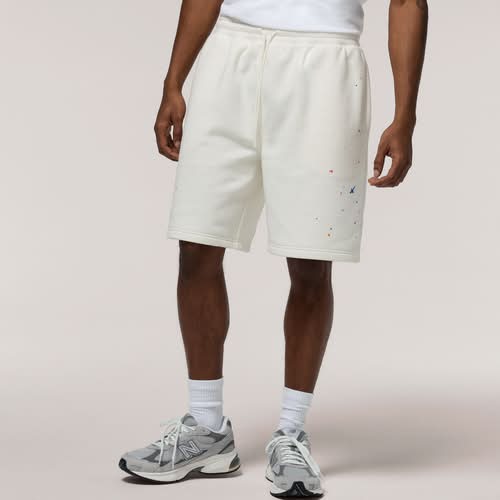 LCKR Mens Bradley Fleece Shorts - Egret/Paint Splatter Size L